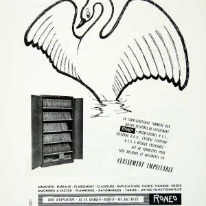 1958 Ad Roneo Swan Filing Cabinet Bird French Office Furniture Files VEN1 Buy Cheap 100% Original