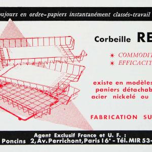 1958 Ad Inbox Outbox French Office Organization REDA Basket Plated Steel VEN1 Countdown Package Cheap Pice