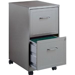 (Set of 2) Silver Carson 18" 2-Drawer Mobile Vertical Filing Cabinet CG792 Discount For Sale