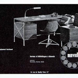 1956 Ad Minvielle Desk Files Chair French Office Furniture Fifties Vintage VEN6 2025 Cheap Pice
