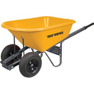 True Temper 6 cubic foot Poly Wheelbarrow with Dual Wheels Clearance Geniue Stockist