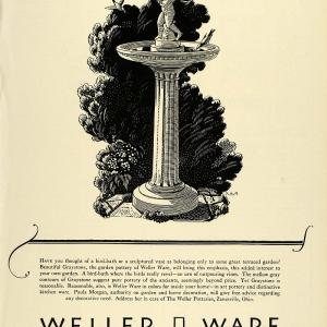 1928 Ad Water Fountain Bird Bath Weller Ware Potteries Garden Accessories HB2 Cheap Sale Low Pice