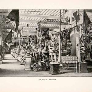 1902 Print Armory Royal Palace Madrid Spain Armor Coat Arms Cannon Flags XGZA4 Cheap Sale Best Wholesale