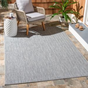 Courtyard Carolann Indoor/ Outdoor Waterproof Patio Backyard Rug - 9' x 12' - Grey/Navy With Credit Card Cheap Pice