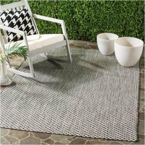 Courtyard Black/Light Gray Rectangle 8 ft. x 11 ft. Solid Indoor/Outdoor Area Rug Cheap The Cheapest