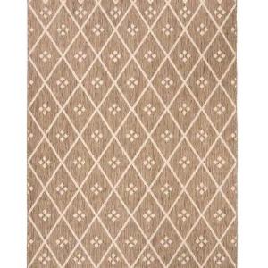 Courtyard Brown/Light Beige 9 ft. x 12 ft. Tribal Diamond Indoor/Outdoor Area Rug Clearance Wide Range Of