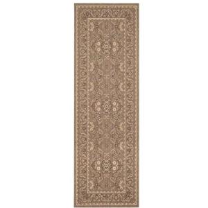 Courtyard Chocolate/Cream Border Indoor/Outdoor Runner Rug, 2'-7'' x 8'-2'' Buy Online Cheap Pice