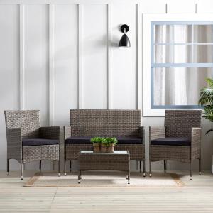Abbondanzio Wicker/Rattan 4 - Person Seating Group with Cushions Cheap Amazon