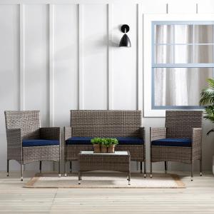 Abbondanzio Wicker/Rattan 4- Person Seating Group with Cushions, (Set of 4) Pay With Visa Cheap Online