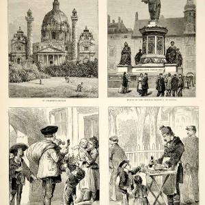 1873 Wood Engraving Karlskirche Statue Emperor Francis II Vienna Austria YTG6 Buy Cheap Very Cheap