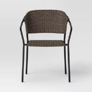 Single Stack Steel & Wicker Outdoor Patio Chairs, Arm Chairs Black Buy Cheap Factory Outlet