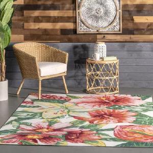Contemporary Floral Sabrina Indoor/Outdoor Patio Area Rug Outlet Best Sale