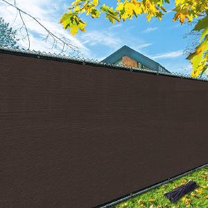 5x50ft Privacy Screen Fence, Garden Windscreen Mesh Shade Sail Net Barrier, Reinforced Bindings and Brass Grommets Cable Zip Ties Included, Brown Top Quality For Sale