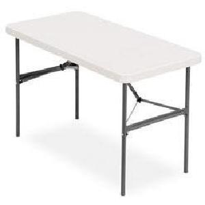 (Scratch & Dent)  Realspace Outlet Folding Table, Molded Plastic Top, 29"H x 48"W x 24"D, Gray Granite Cheap Pice Buy Discount