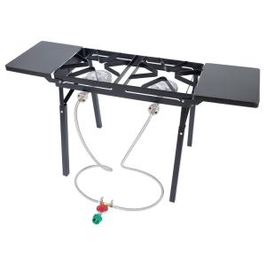 Bayou Classic DB375 Double Burner Stove With Folding Side Shelves Cheap Eastbay