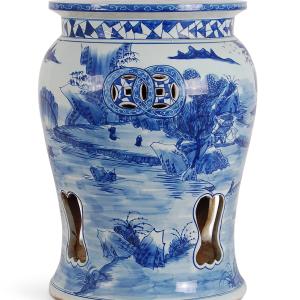 20" H Blue and White Garden Stool Cheap Sale Brand New Unisex