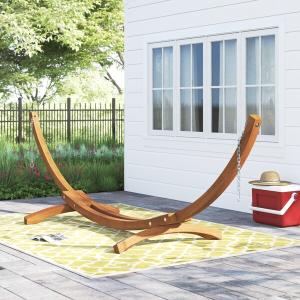 48" H x 162" W x 47" D Brown Samira Curved Arc Wood Hammock Stand pt654 Outlet Low Pice