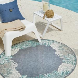 4' x 4' Outdoor Coastal Round Indoor / Outdoor Rug Buy Cheap Countdown Package