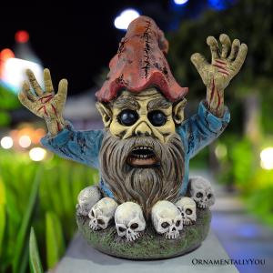 Zombie Gnome Garden Statue, 8" Outdoor Halloween Figurine Yard Decoration Amazon Footaction