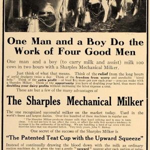 1913 Ad Sharples Mechanical Cow Milker Teat Cup Milking - ORIGINAL CL8 Popular Cheap Online