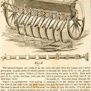 1855 Wood Engraving Antique Grain Drill Seed Planter Aaron Palmer Invention YSA2 New Arrival Cheap Online