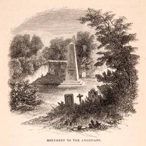 1855 Wood Engraving Mexican American War Cemetery Burial Monument XGMA5 Discount