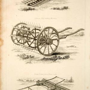 1852 Steel Engraving Antique Hay Implements Rake Haying Machine Agriculture FD1 Cheap Factory Outlet