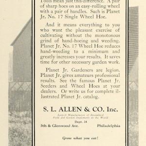 1925 Ad S. L. Allen Planet Jr. Gardening Wheel Hoe Tool Farming Cultivating HG1 Outlet Factory Outlet