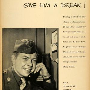 1943 Ad American Telephone & Telegraph Co Logo Bell System Serviceman LF4 Free Shipping Perfect