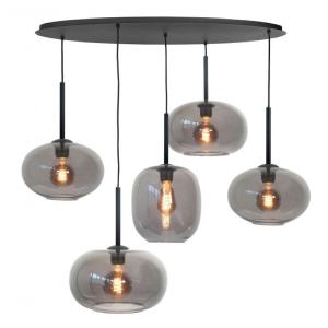 Hanglamp Glazen/Zwart | Smoked Ovaal | 5 x E27 fitting | Bellini Outlet Amazing Pice