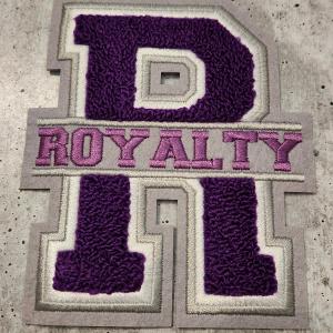 New, Monogram Letter, "R" Royalty, Chenille Iron-on Patch, Size 6",Purple|Silver|White, Patch for Jackets and More Buy Cheap Free Shipping
