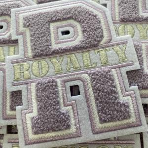 New, Monogram Letter, "R" Royalty, Chenille Iron-on Patch, Size 6",Light Purple|Silver|White, Patch for Jackets and More Quality From China Wholesale