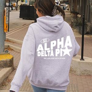 Alpha Delta Pi Trendy Star Sorority Hoodie | ADPi Cute Sweatshirt | Big Little Gift | Recruitment Gift For Sale Online