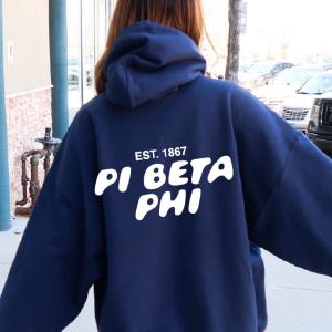 Pi Beta Phi Bubble Font Sorority Hoodie | Pi Phi Trendy Sweatshirt | Big Little Gift | Recruitment Gift Limited Edition Cheap Pice