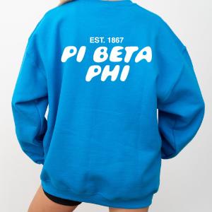 Pi Beta Phi Bubble Font Sorority Crewneck Sweatshirt | Pi Phi Trendy Sweatshirt | Big Little Gift | Recruitment Gift Outlet Fashionable