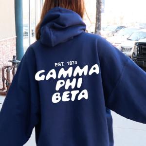 Gamma Phi Beta Bubble Font Sorority Hoodie | Gamma Phi Trendy Sweatshirt | Big Little Gift | Recruitment Gift 100% Original Sale Online