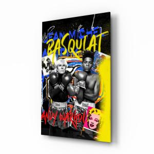 Andy Warhol vs Jean-Michel Basquiat Glass Wall Art || Designer Collection Best Seller For Sale