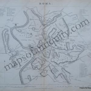 1840 - Ancient Rome - Roma - Antique Map Discount Authentic