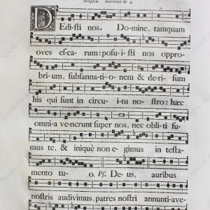 mid-1700s - Antique Sheet Music  Sept. Sanctae Theclae Virginis & Mart. And In Festo Sanctorum Andochii Thyrsi et Felicis Mart. pgs 113-114 - Antique Clearance Original