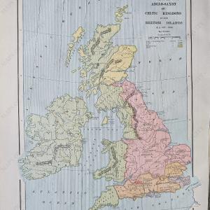 1892 - Map of Europe since Treaty of Berlin; verso: Map of the Anglo-Saxon and Celtic Kingdoms in the British Islands - Antique Chart Clearance Order