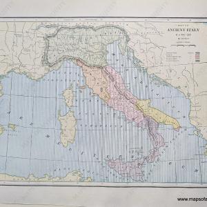1892 - Map of Ancient Italy; verso: Map of the Roman Empire - Antique Chart Very Cheap Sale Online