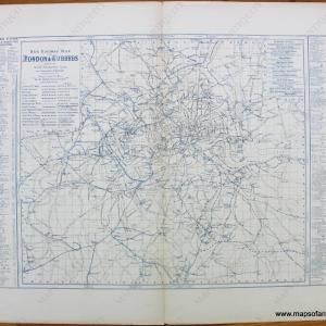 1890 - New Railway Map of London & Suburbs shewing Each Company's Line in a separate character. - Antique Map Cheap Browse