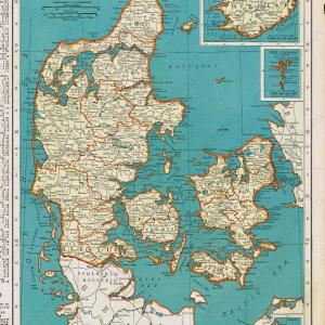 1940 - Popular Map of Denmark and Iceland - Antique Map Clearance Hot Sale
