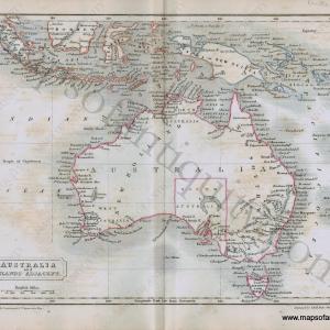 1842 - Australia and Islands Adjacent. - Antique Map Discount High Quality