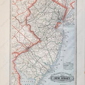 1883 - Railroad and County Map of New Jersey, verso: Pennsylvania - Antique Map Sale Best Wholesale