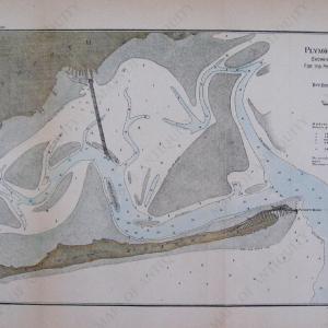 1881 - Sketch of Plymouth Harbor, Massachusetts, showing the Works Completed and Projected for its Protection, Preservation and Improvement. - Antique Chart Sale Original