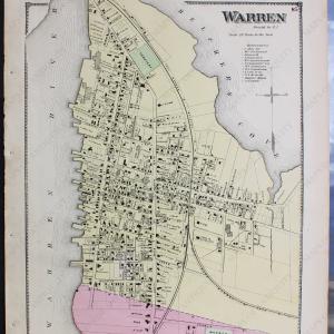 1870 - Warren, Rhode Island - Antique Map Sale Comfortable