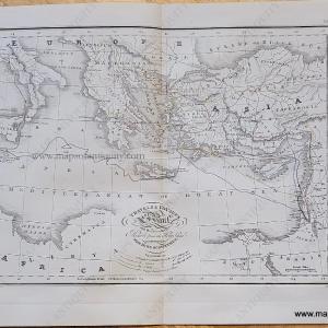 1823 - Travels and Voyages of St. Paul, with the Places that lie remote from the Holy Land mentioned in the Holy Scriptures - Antique Map Free Shipping Classic