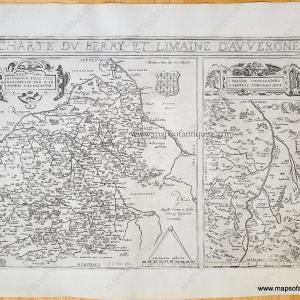 1632 - Berry and Auvergne Regions of France: Charte du Berry et Limaine d'Auvergne - Antique Map In China Sale Online