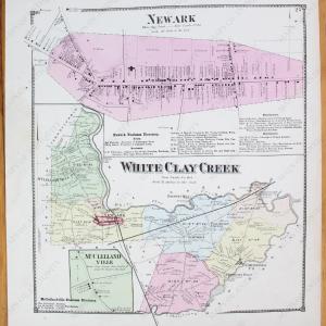 1868 - Newark, White Clay Creek, McClellandville (Delaware) - Antique Map Discount Amazon